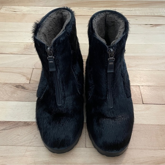 Vtg Pajar Black Seal Skin Genuine Shearling Lining Zip Ankle Boots - Sz 6.5 - Picture 2 of 14